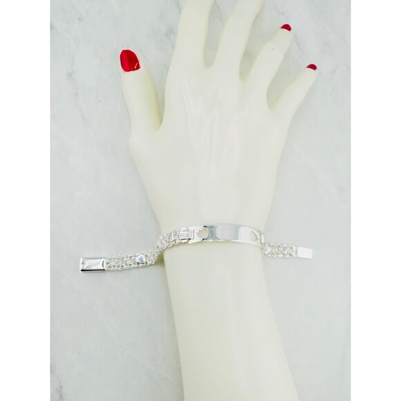 ❤️ Real Sterling Silver Bracelet hearts with plate - Picture 4 of 4